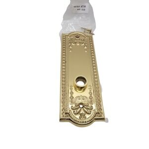 Ornate Brass Door Backplate Escutcheon Set Victorian Style Polished 7.5 Inch